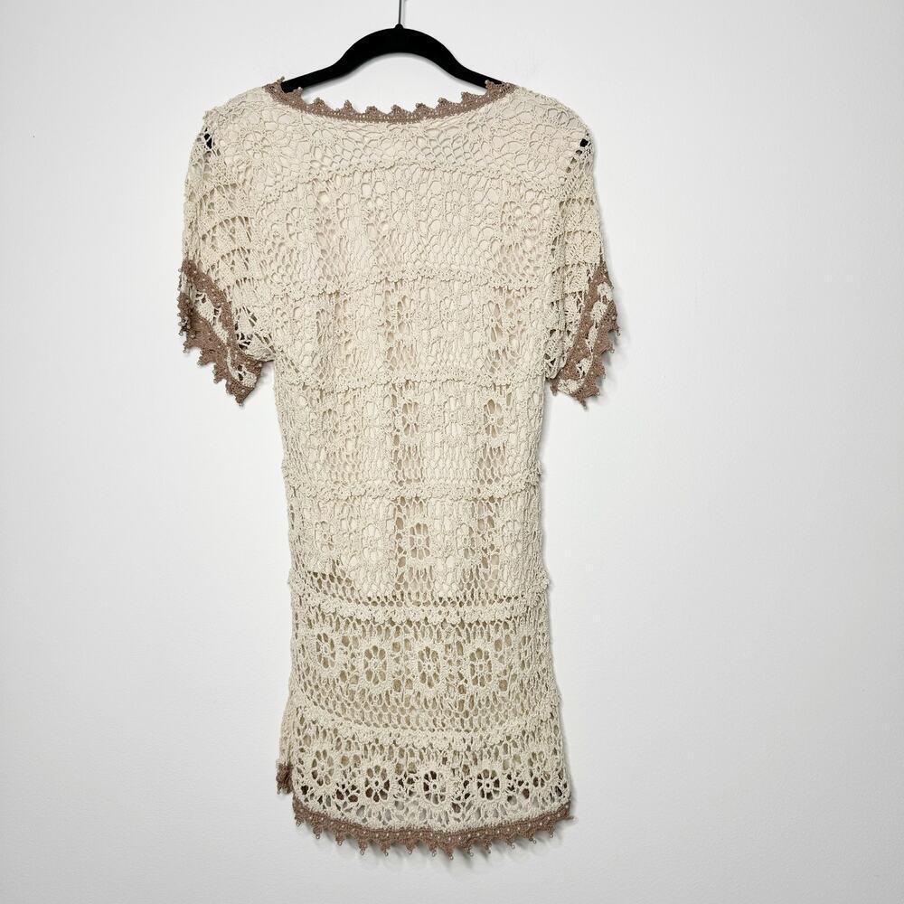 Vintage Kroshetta by Papillon Crochet Beaded 90s Skirt Set Beach Boho Medium - Picture 6 of 12